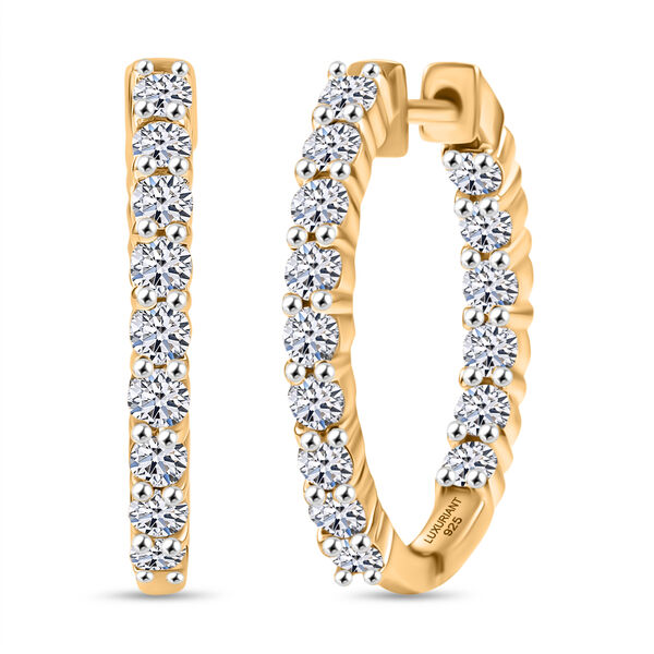 LUXURIANT VS-EF Labor Diamant Ohrringe, 925 Silber 750 Gelbgold Vermeil - 1,98 ct.