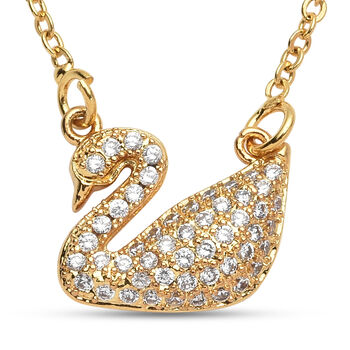 Wei&szlig;e Zirkonia Schwan-Halskette, ca. 43 cm, goldfarben ca. 0,06 ct