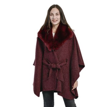 TAMSY - Kunstfell Kimono, Einheitsgr&ouml;&szlig;e Burgunderrot