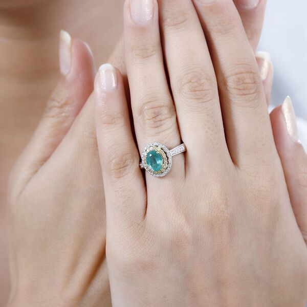 AAA Smaragd, wei&szlig;er und gelber Diamant-Ring in 585 Gold - 1,46 ct. image number 9