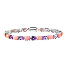D'Joy AA Rose De France Amethyst und Rosa Opal 20cm Armband - 19,59 ct.