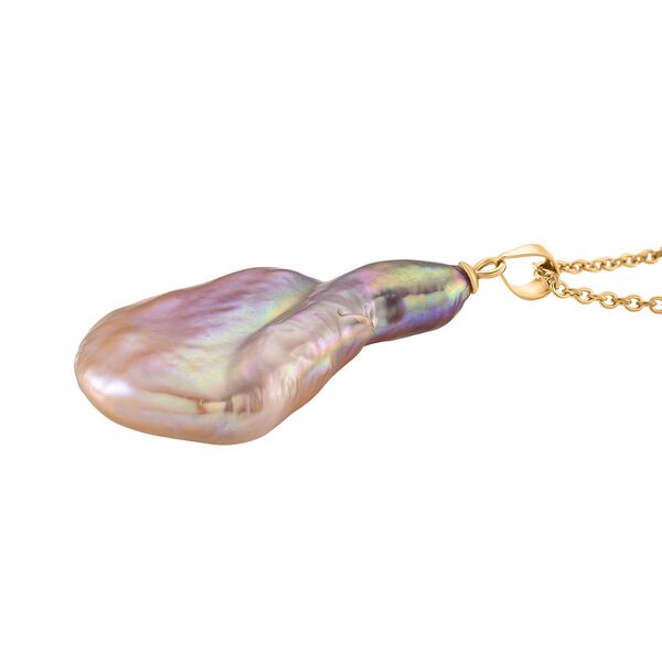 AAA Mehrfarbige Süßwasser Perle Anhänger mit Kette, ca. 50 cm 316L Edelstahl, Goldfarben image number 3