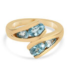 Kambodschanischer blauer Zirkon Bypass Ring 925 Silber vergoldet  ca. 2,27 ct image number 0