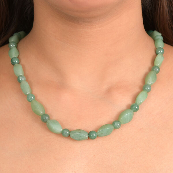 Gr&uuml;ner Aventurin Halskette ca. 50 cm Nickelfreies Messing platiniert ca. 213.00 ct image number 3