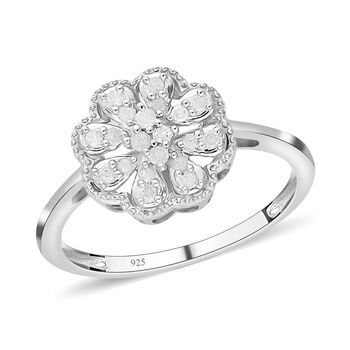 Wei&szlig;er Diamant Ring, 925 Silber platiniert (Gr&ouml;&szlig;e 16.00) ca. 0,25 ct