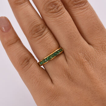 Socoto Smaragd Ring 925 Silber 750 Gelb Vergoldet (Gr&ouml;&szlig;e 21.00) ca. 0,58 ct