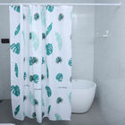 Duschvorhang mit 12 Haken und Ginko Blattmuster, 180x180 cm, Grün und Weiß image number 1