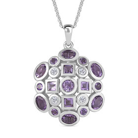 AA Rose De France Amethyst Schmuckset 925 Silber platiniert ca. 2,91 ct.