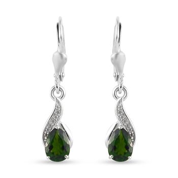nat&uuml;rlicher Chromdiopside und Zirkon Ohrringe 925 Silber platiniert ca. 1,31 ct