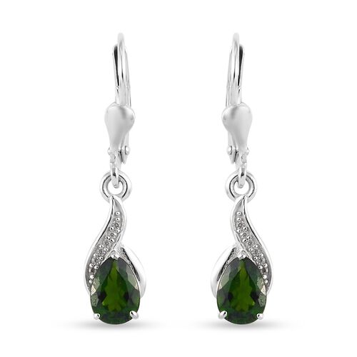natürlicher Chromdiopside und Zirkon Ohrringe 925 Silber platiniert ca. 1,31 ct image number 0