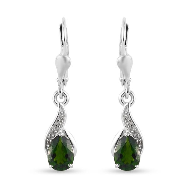 natürlicher Chromdiopside und Zirkon Ohrringe 925 Silber platiniert ca. 1,31 ct image number 0