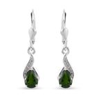 natürlicher Chromdiopside und Zirkon Ohrringe 925 Silber platiniert ca. 1,31 ct