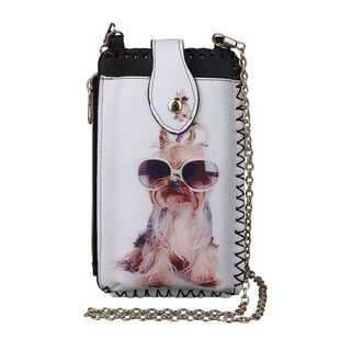Handy Crossbody-Tasche aus Kunstleder, 10.5x18cm, Hund