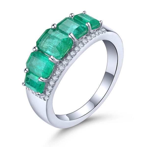 AAA Kagem sambischer Smaragd und Zirkon Ring- 3 ct. image number 4