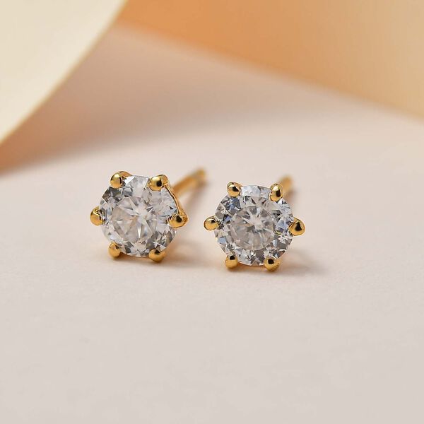 100 Facetten Moissanit Ohrringe, ca. 0.93 ct. image number 2