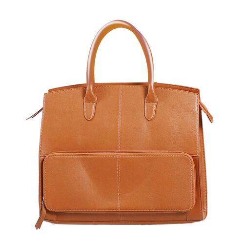Handtasche aus echtem Leder, hellbraun image number 1