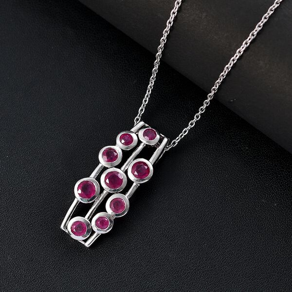 Afrikanischer Rubin (Fissure gefüllt) Schmuckset 925 Silber Platin, 925 Silber rhodiniert ca. 2.61 ct image number 2