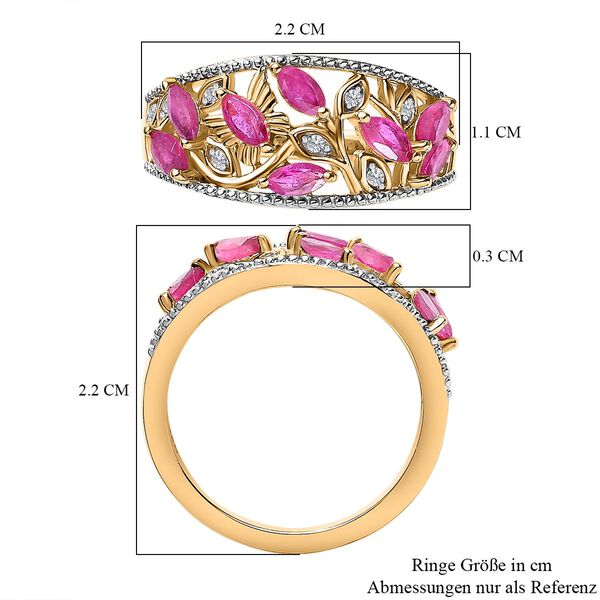 Afrikanischer Rubin, Weißer Zirkon Ring, 925 Silber Gelbgold Vermeil, (Größe 21.00) ca. 1.32 ct image number 7
