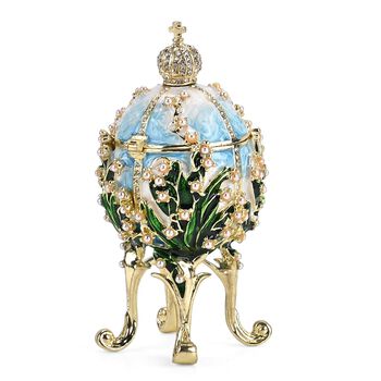 LIVMORE Ei-Design Schmuckdose mit Perlenakzent, 6x6x11cm, Mehrfarbig