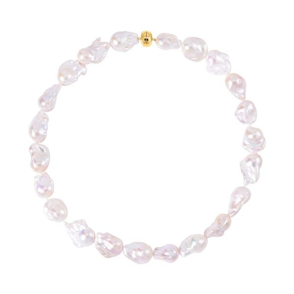 14-16 mm Premium wei&szlig;e Barockperle-Halskette, 50 cm image number 0