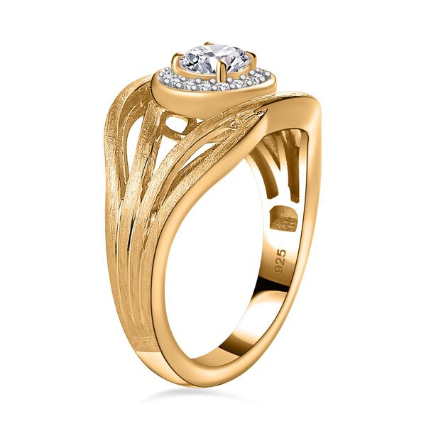 Moissanit Ring 925 Silber 750 Gelbgold Vermeil (Größe 18.00) ca. 0.60 ct image number 5