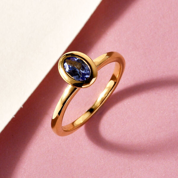 Tansanit Solitär Ring 925 Silber vergoldet  ca. 0,45 ct image number 2