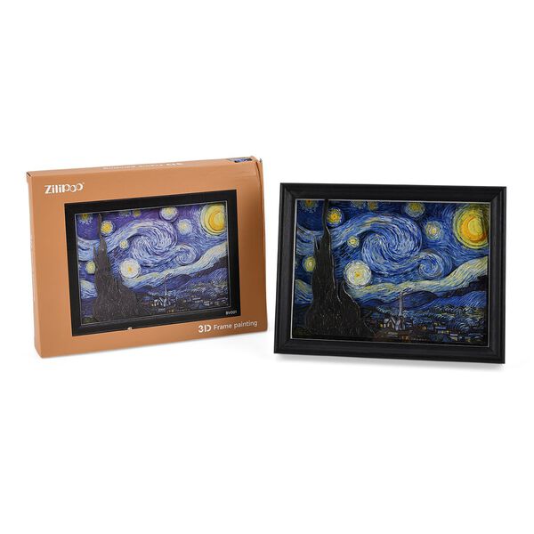 LIVMORE 3D DIY Bilderrahmen Bastelset Sternennacht Motiv 22 x 13 x 17 cm Blau image number 7