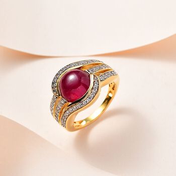 Afrikanischer Rubin und Zirkon-Ring - 6,98 ct.