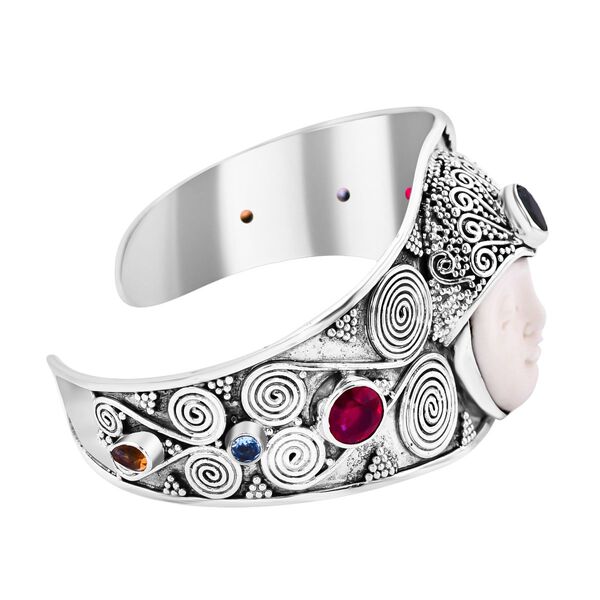 Afrikanischer Rubin (Fissure gef&uuml;llt), Nat&uuml;rlicher Chromdiopsid Armreif ca. 18 cm 925 Silber ca. 8,00 ct. image number 5