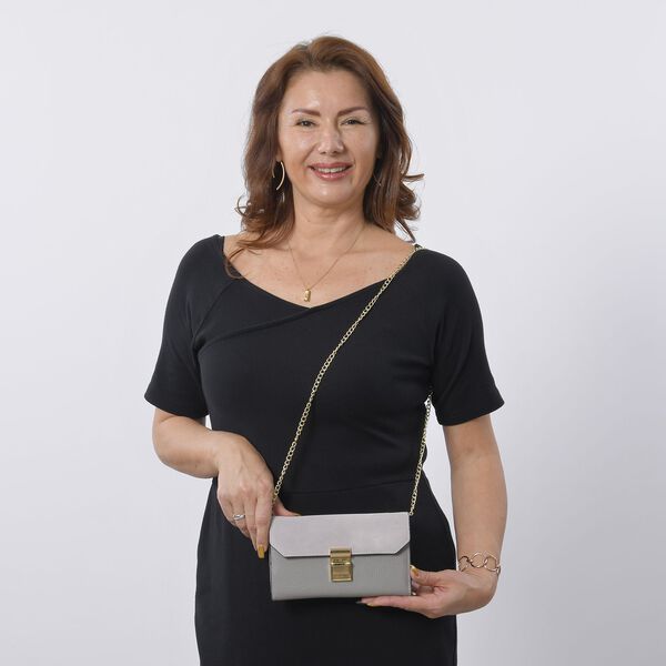 100% Echtleder Clutch mit RFID Schutz, Grau image number 8