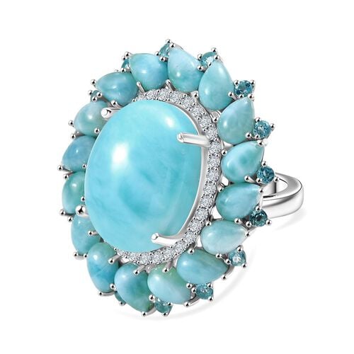 D'Joy Larimar Ring 925 Silber rhodiniert (Größe 19.00) ca. 22,74 ct image number 0