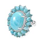 D'Joy Larimar Ring 925 Silber rhodiniert (Größe 19.00) ca. 22,74 ct