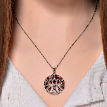 Roter Zirkonia Halskette ca. 50 cm Messing