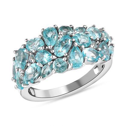 Paraiba-Apatit Ring, 925 Silber platiniert (Gr&ouml;&szlig;e 17.00) ca. 3.47 ct