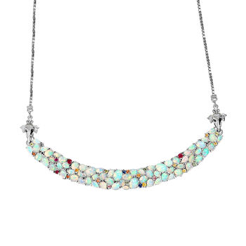 Nat&uuml;rliche, &auml;thiopische Opal und Multi-Edelstein-Halskette - 16,48 ct.