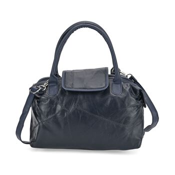 Patchwork-Handtasche aus echtem Schafleder, 29&times;15&times;21cm, Dunkelblau