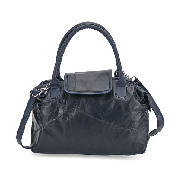 Patchwork-Handtasche aus echtem Schafleder, 29&times;15&times;21cm, Dunkelblau