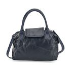 Patchwork-Reisetasche aus weichem Schafleder, mit Tragegriffen und abnehmbarem Schulterriemen, 29x15x21 cm, Blau