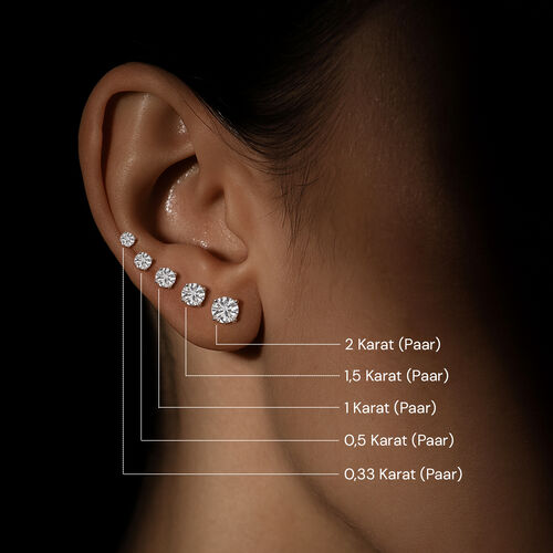 LUXURIANT DIAMOND- SGL zertifizierte VS-GH Labor Diamant Ohrstecker, 925 Silber rhodiniert - 2 ct. image number 3