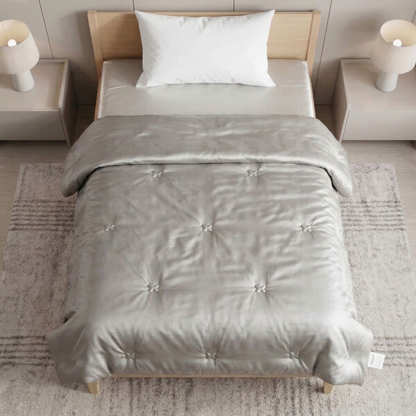 Serenity Night Seidendecke aus 100% Maulbeerseide mit 500gsm Kunstdaunenf&uuml;llung, 135x200cm, Grau image number 2