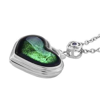 Schwarzer Jadeit und Zirkonia Medaillon-Anh&auml;nger mit 50cm Kette