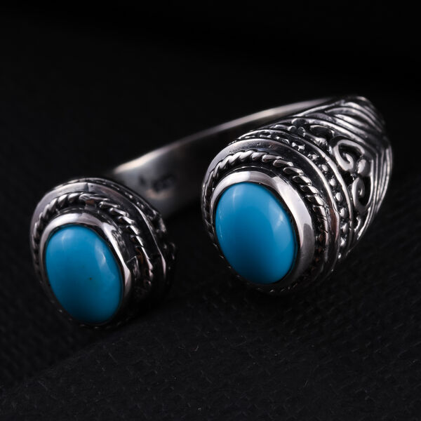 Royal Bali Kollektion - Natürlicher Sleeping Beauty Türkis Ring 925 Silber image number 2