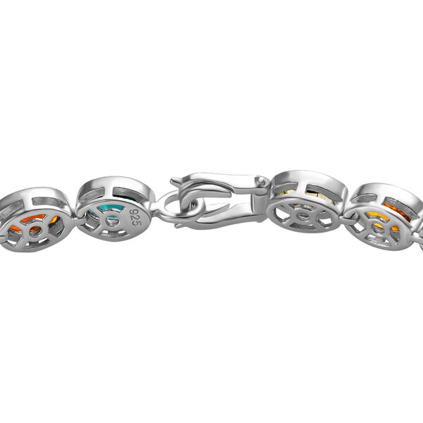 Natürliches mehrfarbiges - Turmalin Armband, ca. 20 cm, 925 Silber platiniert ca. 4.63 ct image number 4