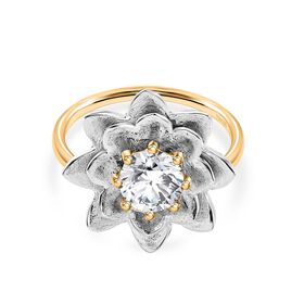 D’joy Moissanit Ring 925 Silber platiniert und vergoldet (Größe 18.00) ca. 0,43 ct
