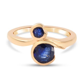 Masoala Saphir (Fissure gef&uuml;llt) Bypass-Ring, 925 Silber vergoldet (Gr&ouml;&szlig;e 16.00) ca. 1,50 ct