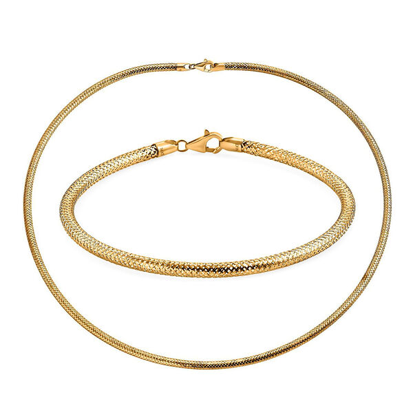 Royal Bali Kollektion- Schlangen-Ketten 19cm Armband und 45cm Halskette in 585 Gold