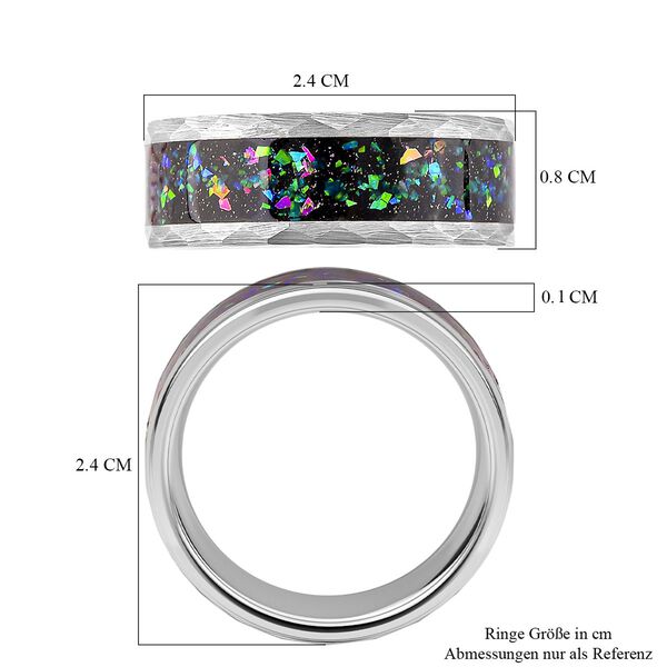 Mehrfarbige Muschelperlen Ring Reines Wolframcarbid (Größe 16.25) image number 5