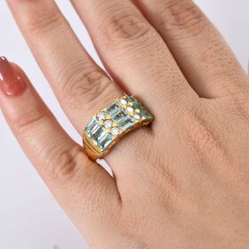 D’Joy Betroka blauer Apatit und Moissanit Ring - 3,31 ct.