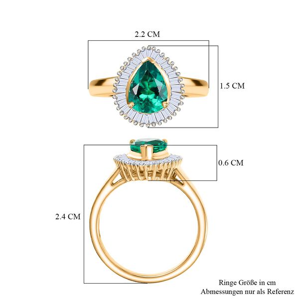 Luxuriant - AAA Lab Grown Kolumbianischer Smaragd, Lab Grown Diamant Ring 925 Silber 750 Gelbgold Vermeil (Gr&ouml;&szlig;e 20.00) ca. 1.57 ct image number 6