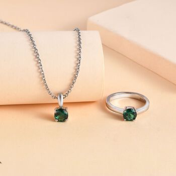 Russisches Diopsid Zirkonia Schmuckset  Edelstahl